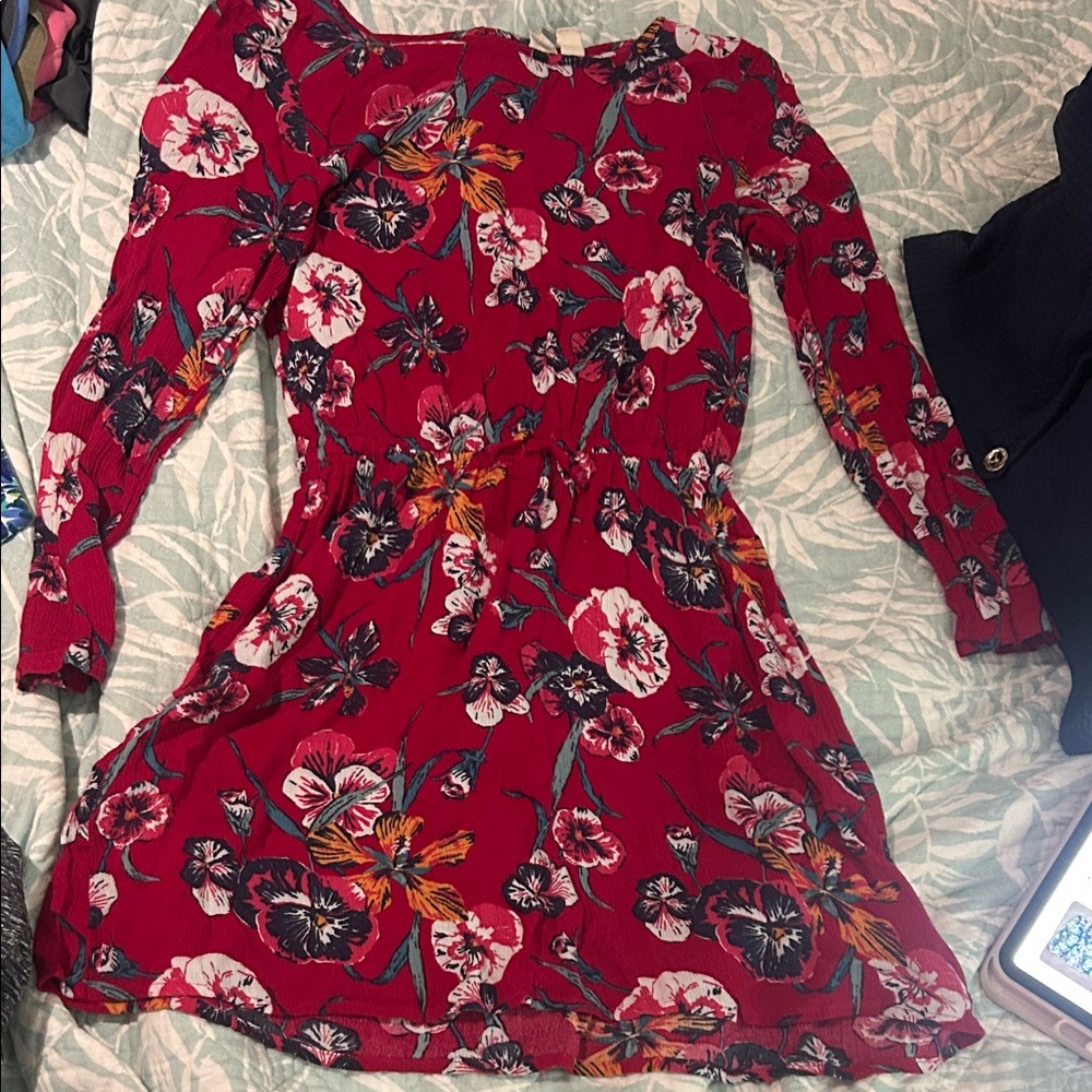 Floral Red Dress